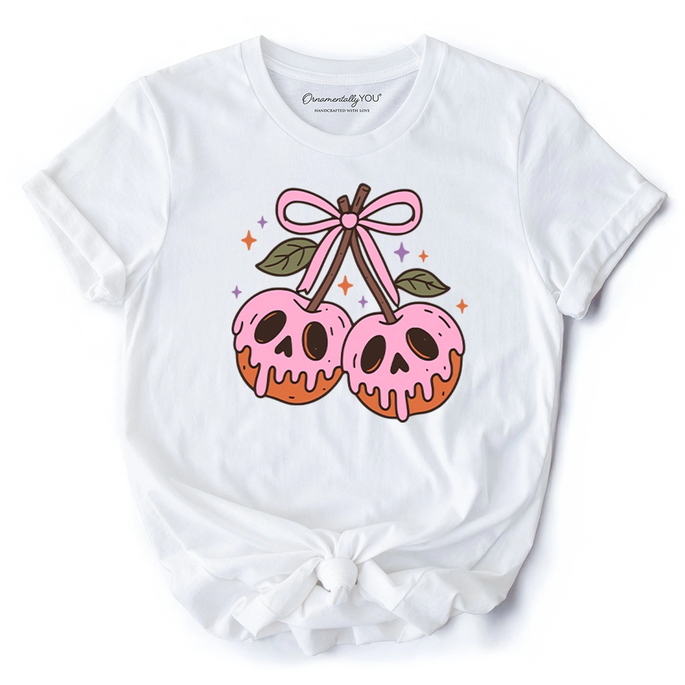 OrnamentallyYou Womens Sweet And Spooky Poison Cherries Halloween T-Shirt