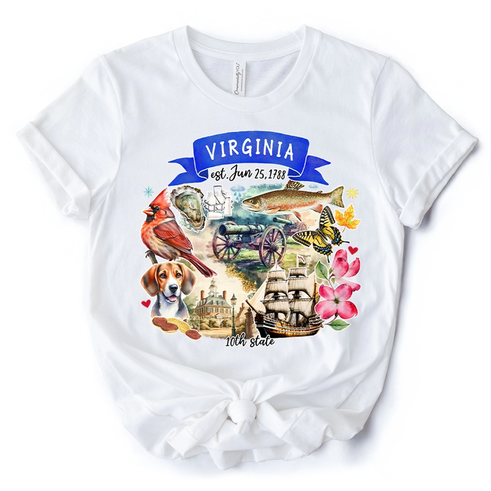 OrnamentallyYou Unisex Artistic Virginia State Themes And Landmarks T-Shirt