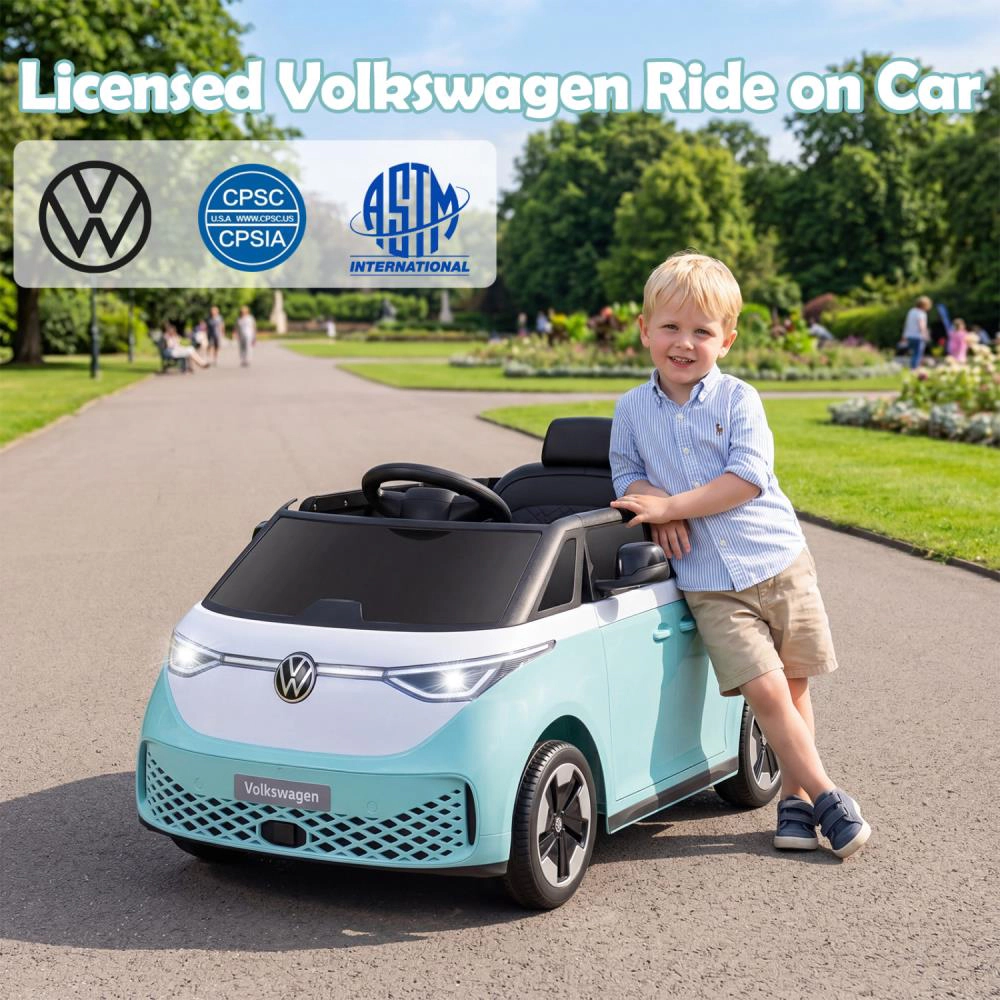 Hivvago 12V Kids Electric Car Bus with Music and LED Headlights Licensed Volkswagen