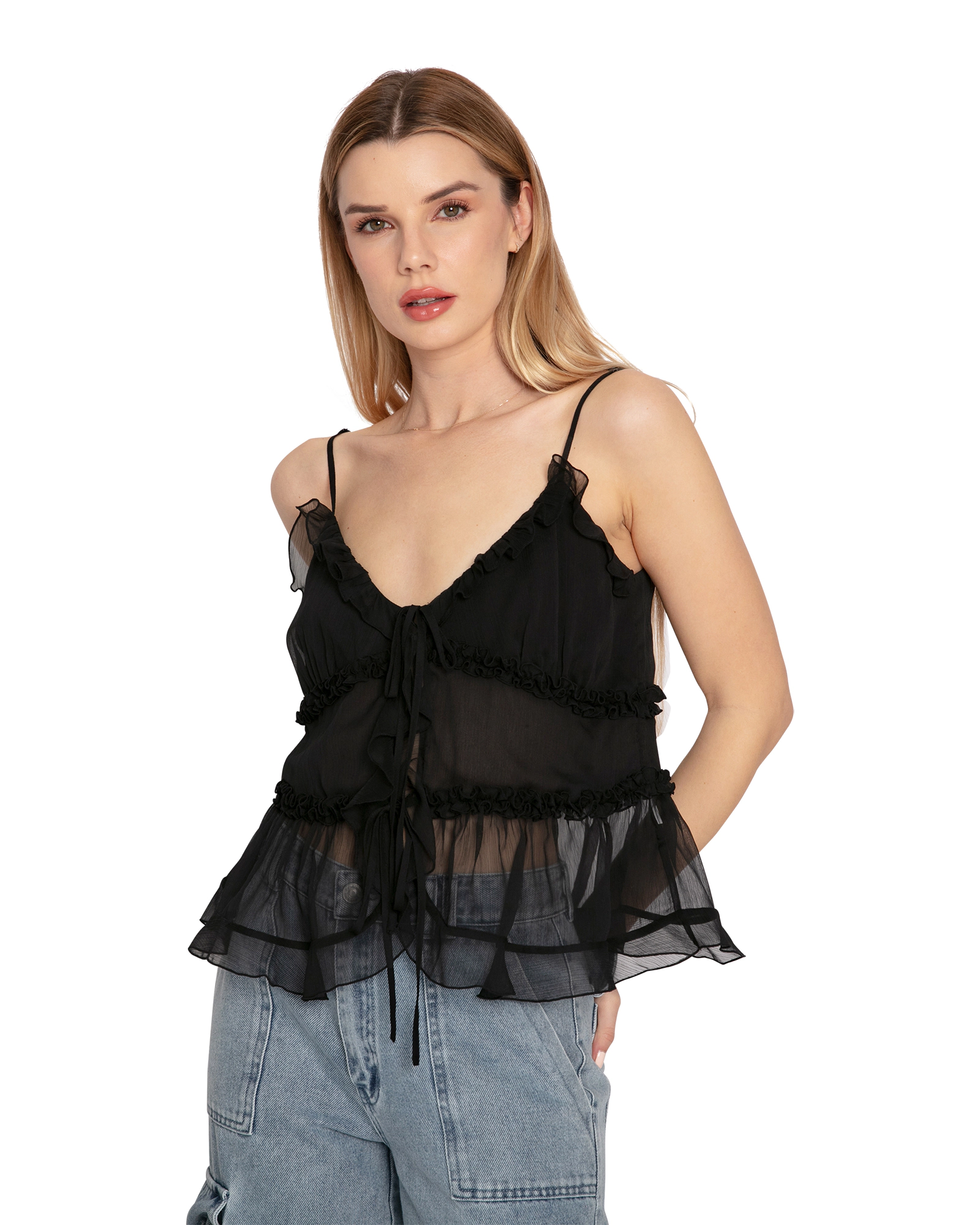 Belle & Bloom Womens Heart Of Glass Chiffon Cami