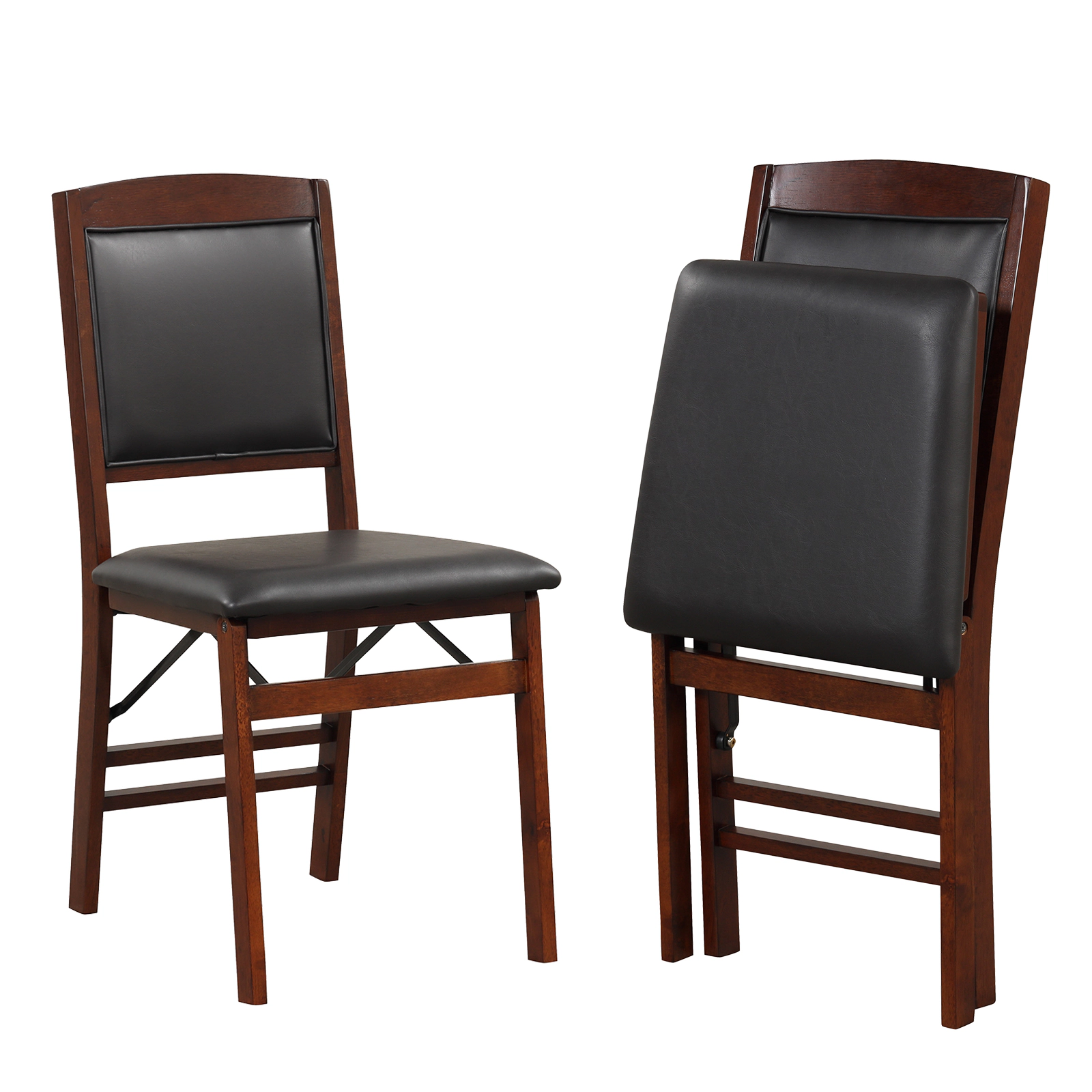 SlickBlue Folding Dining Chairs with Solid Wood Frame Set of 2
