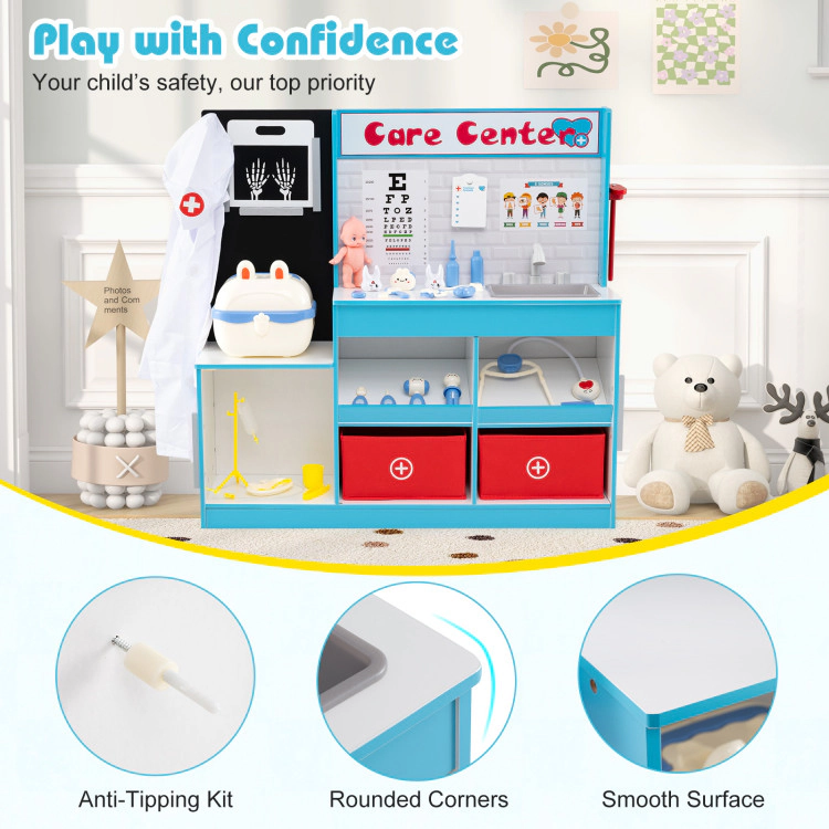 Hivvago Play Doctor's Office Wood Medical Center Toy Set with Examine Region