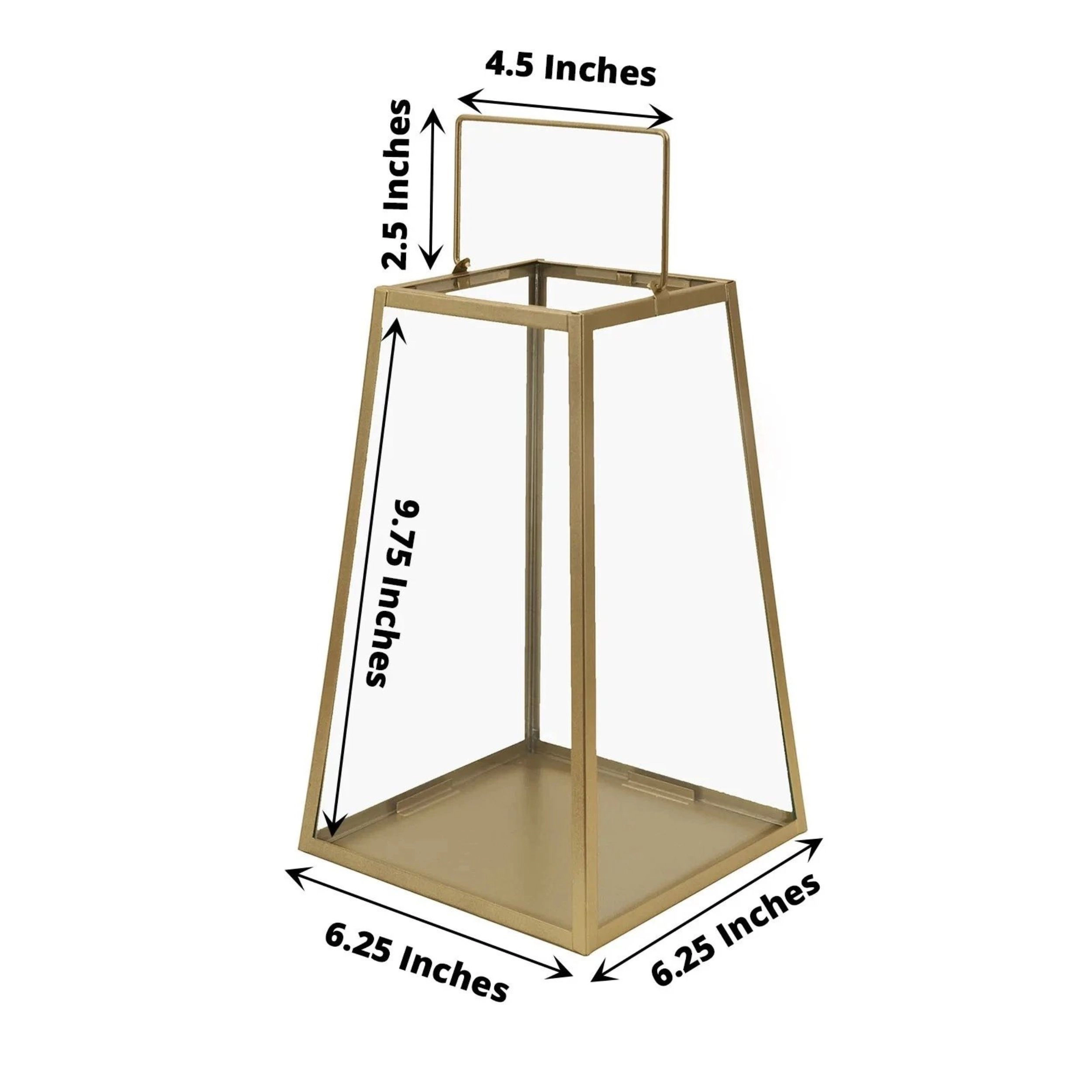 Home Collection 10 Inch Gold Clear Geometric Metal and Glass Lantern