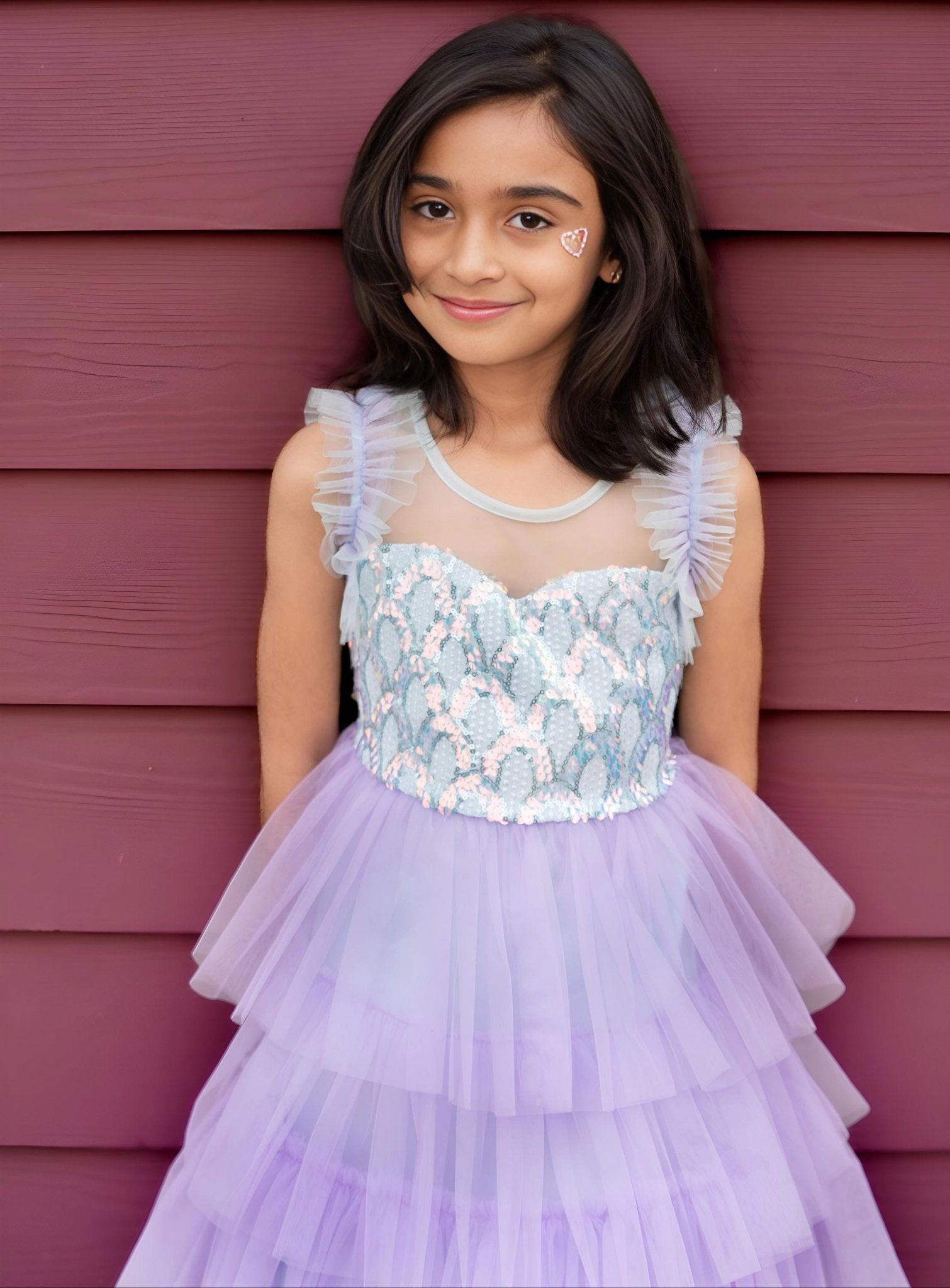 Faeella Girls Lilac Dream Tiered Tulle Birthday Dress