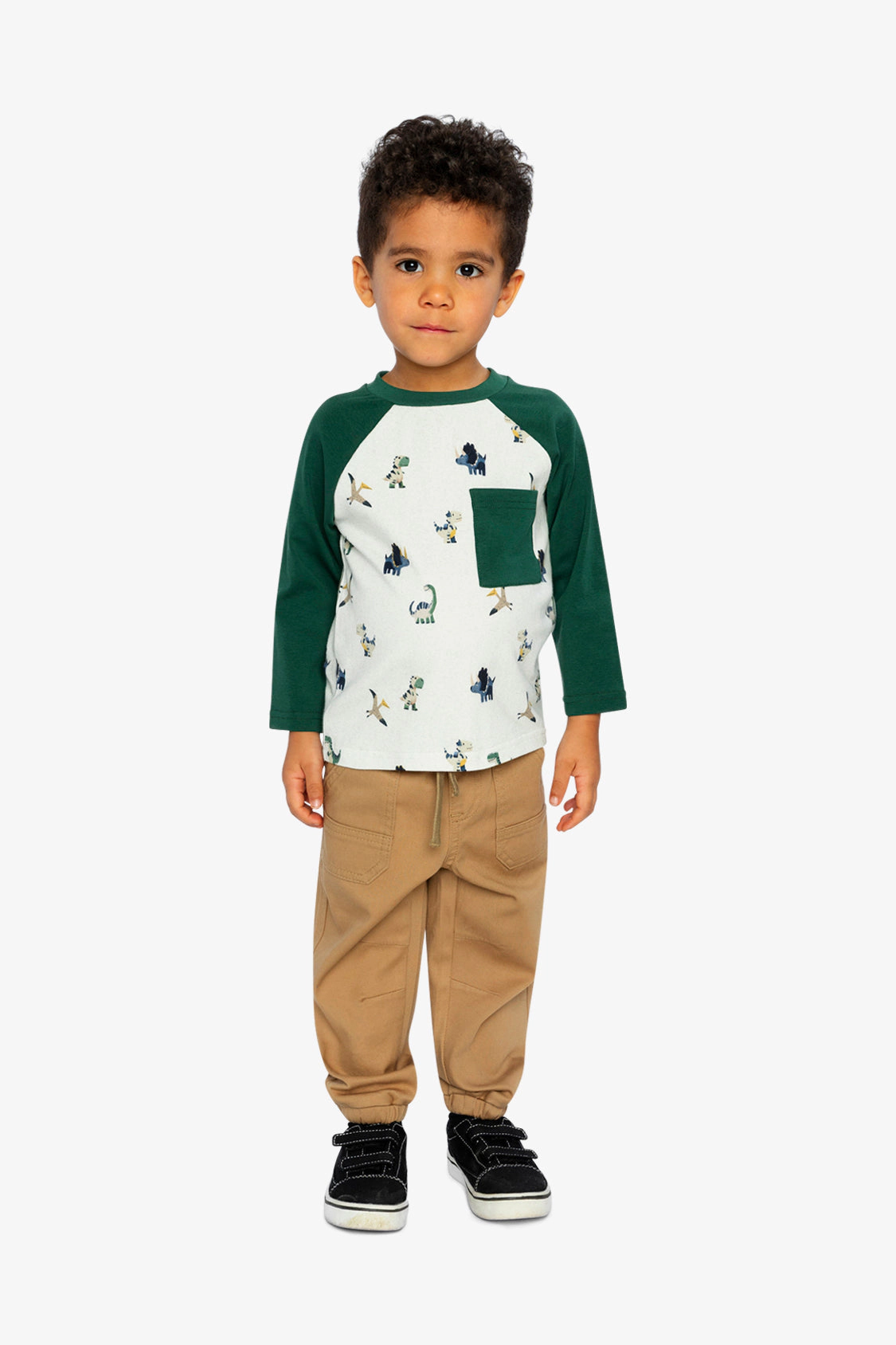 Deux par Boys Long Sleeve Raglan Dinosaur Print T-Shirt