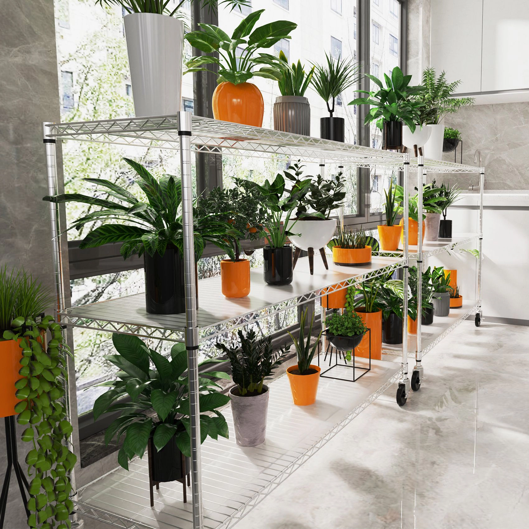 Flynama 6 Tier Wire Shelving 6000 LBS NSF with Wheels Adjustable Height Garage Storage Unit in Chrome