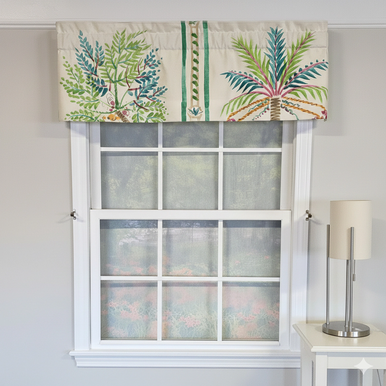RLF Home Felicity Tailored 100% Cotton Rod Pocket Lined  Window Valance 50" x 15" Multi