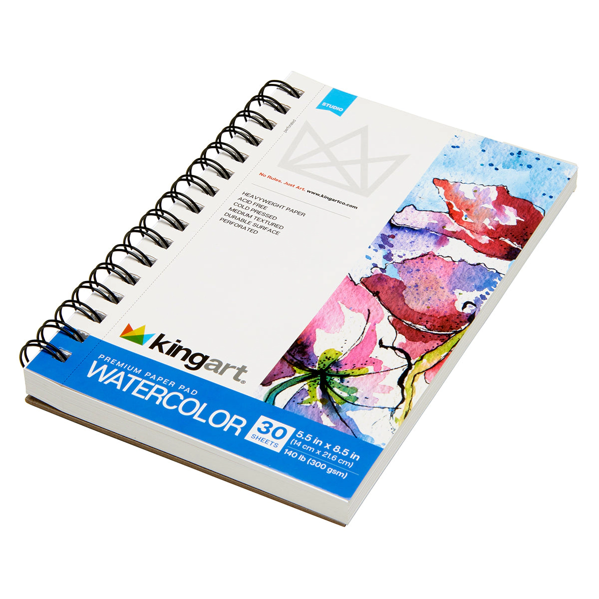 KINGART Watercolor Paper Pad Bundle 3-Pack - Cold Press 140lb (300gsm) - 5.5x8.5, 7x10, 9x12