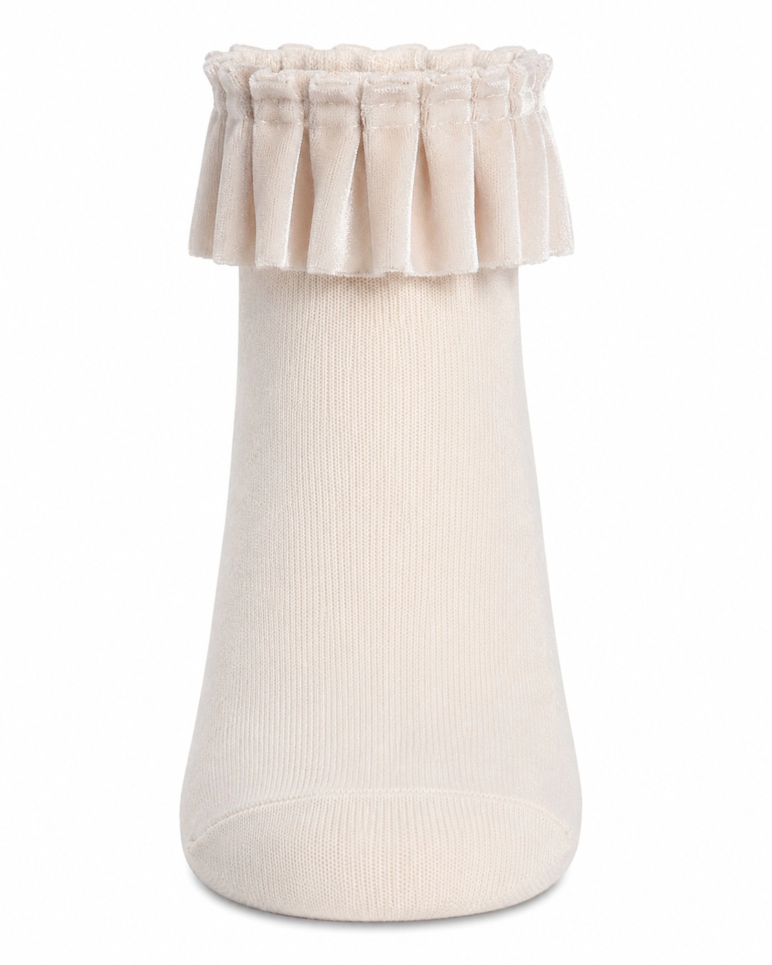 Memoi Velvet Pleated Girls Cotton Blend Anklet Socks