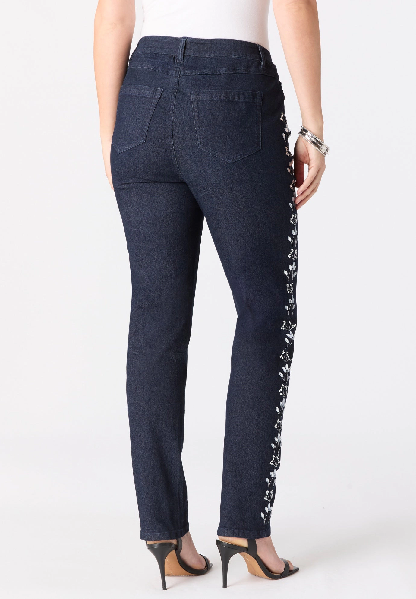 Roaman's Women's Plus Embellished Straight-Leg Jean