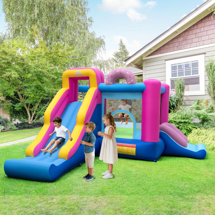 Hivvago Inflatable Bounce House with Slides and Basketball Hoop (without Blower)