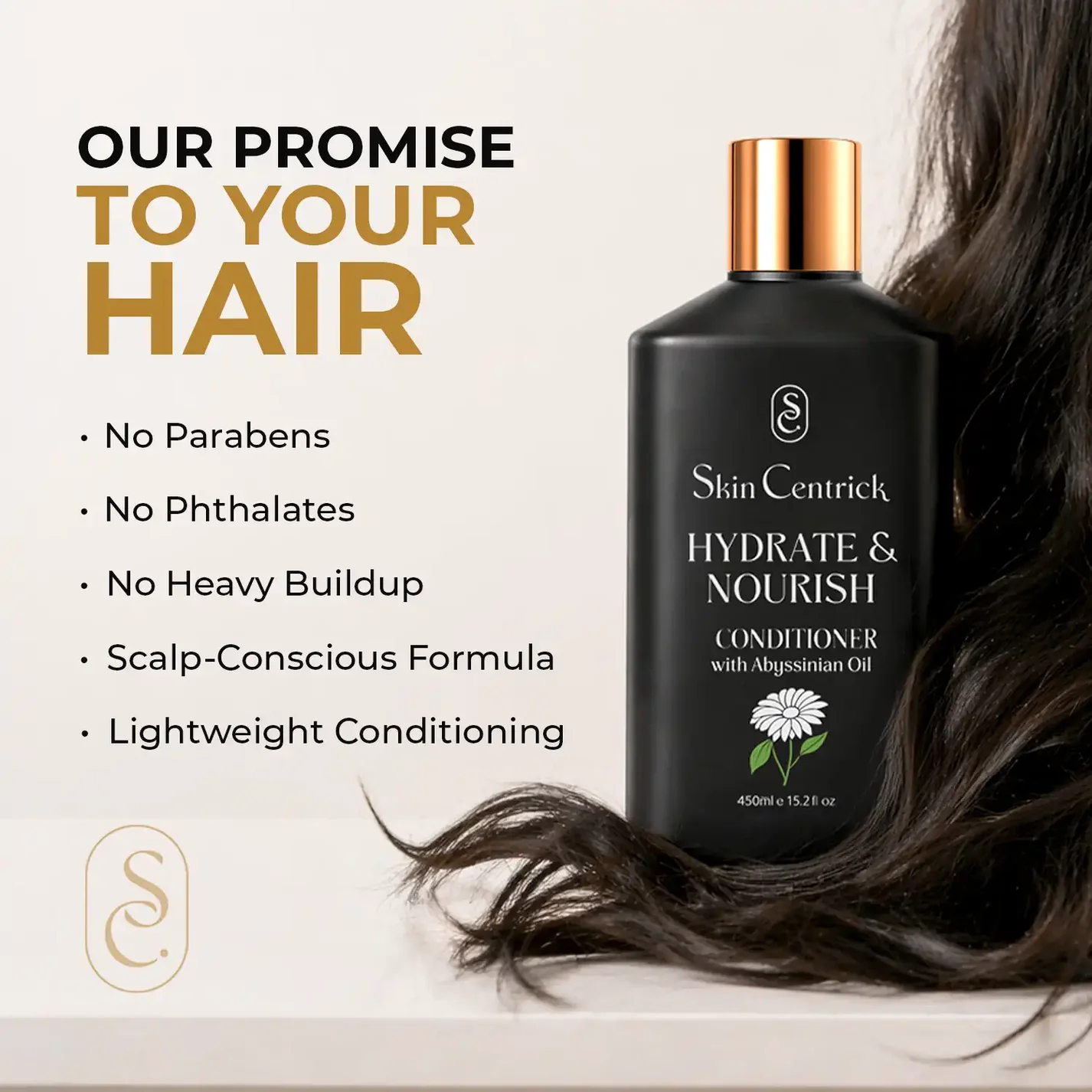 Skin Centrick Hydrate & Nourish Conditioner for Frizzy Hair with Abyssinian Seed Oil & Shea Butter