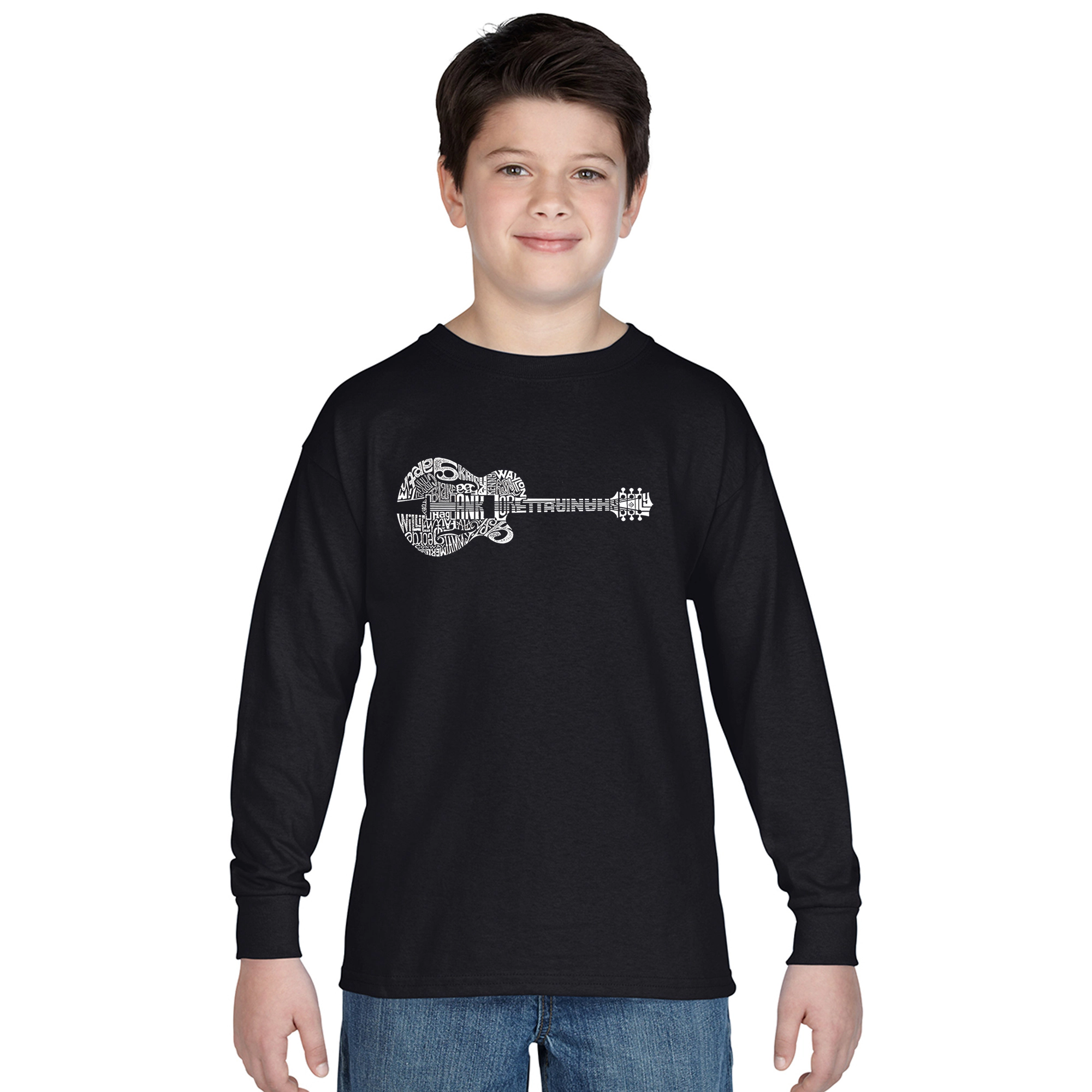 LA Pop Art Boys Long Sleeve T-Shirt -  Country Guitar