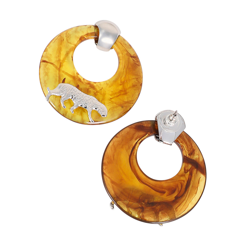SOHI Women's The Circular-Panthera Statement Earrings - Metallic Silver