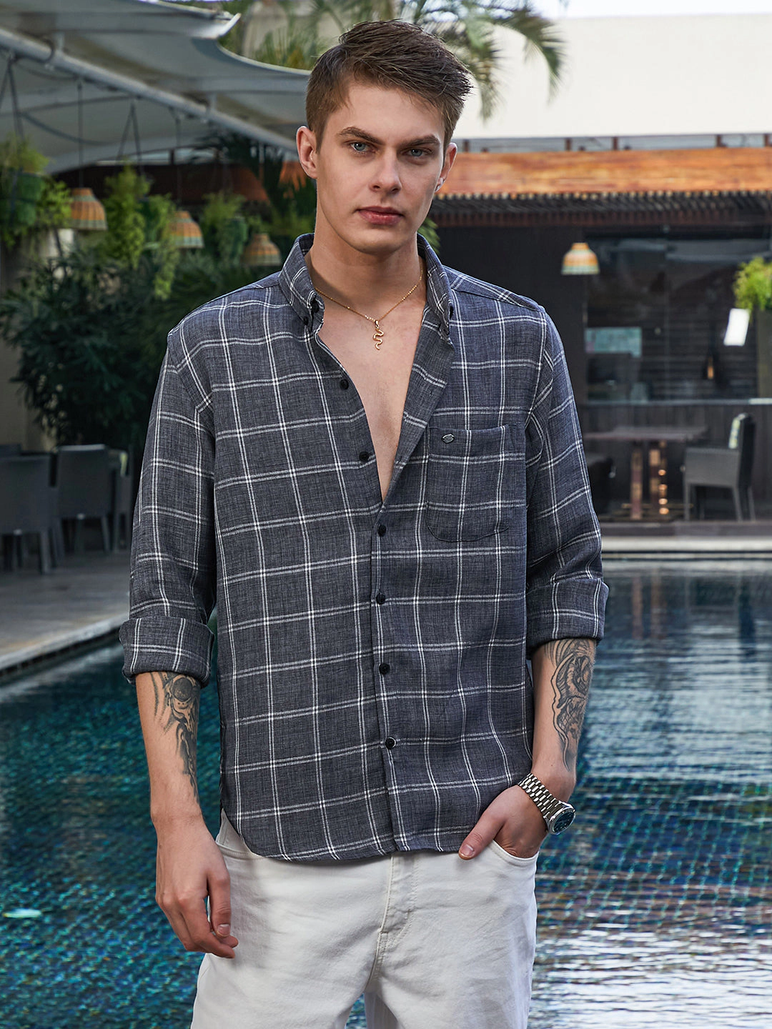 Campus Sutra Men's Bigraph-Check Shirt