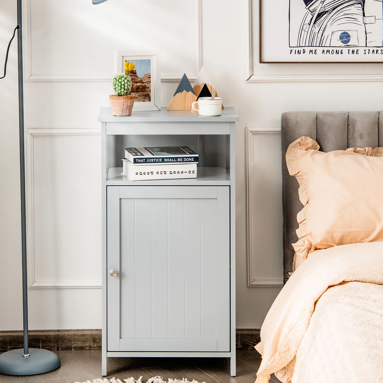 SlickBlue 33" Bathroom Storage Cabinet with Adjustable Shelf, Gray