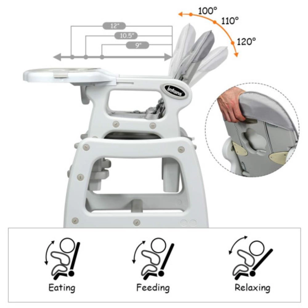 Hivvago 3-in-1 Baby High Chair with Lockable Universal Wheels