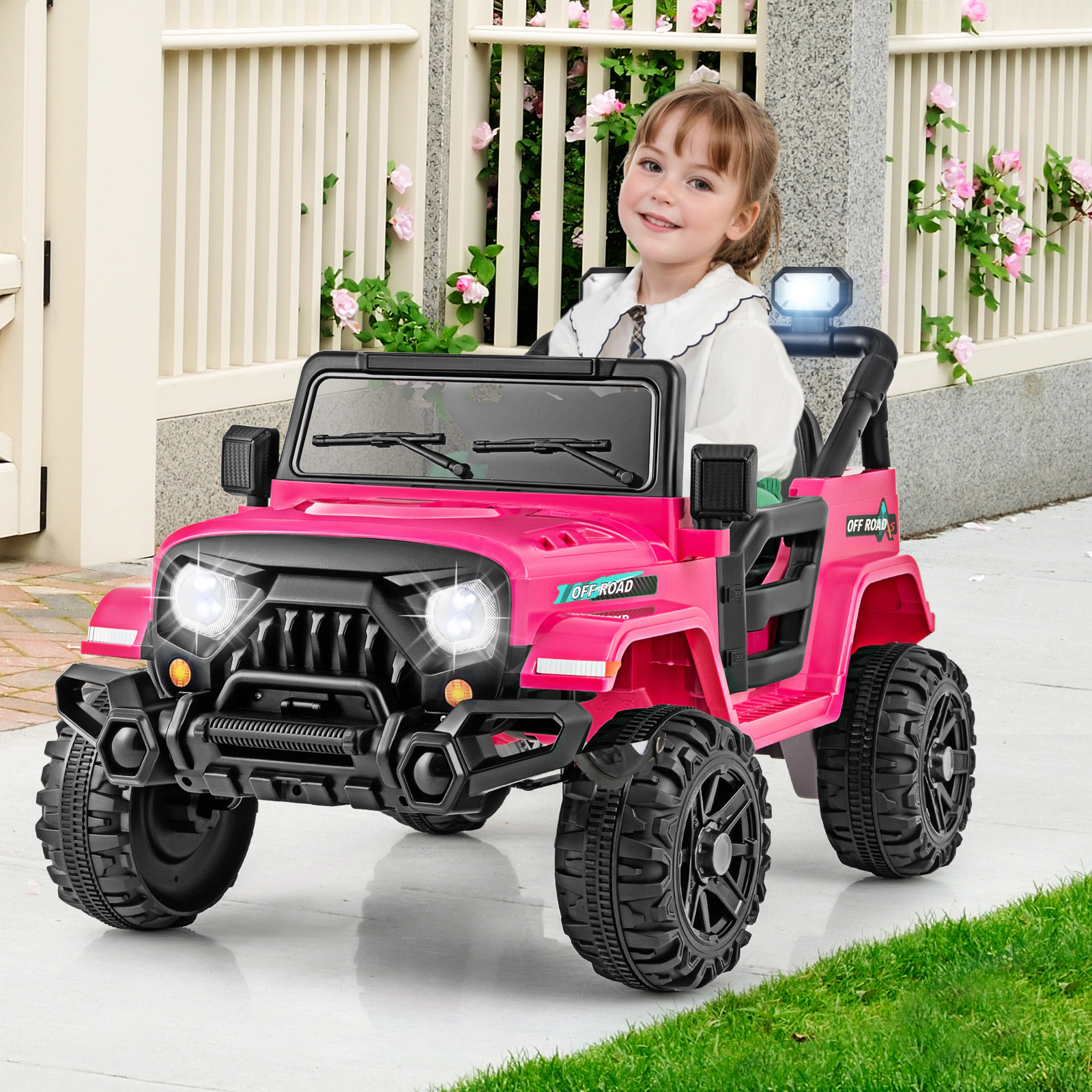 12V Kids Ride On Truck with Parent Remote 3 Speeds and 9.5-in Puncture-Free All-Terrain Wheels Ages 3+ Electric Car