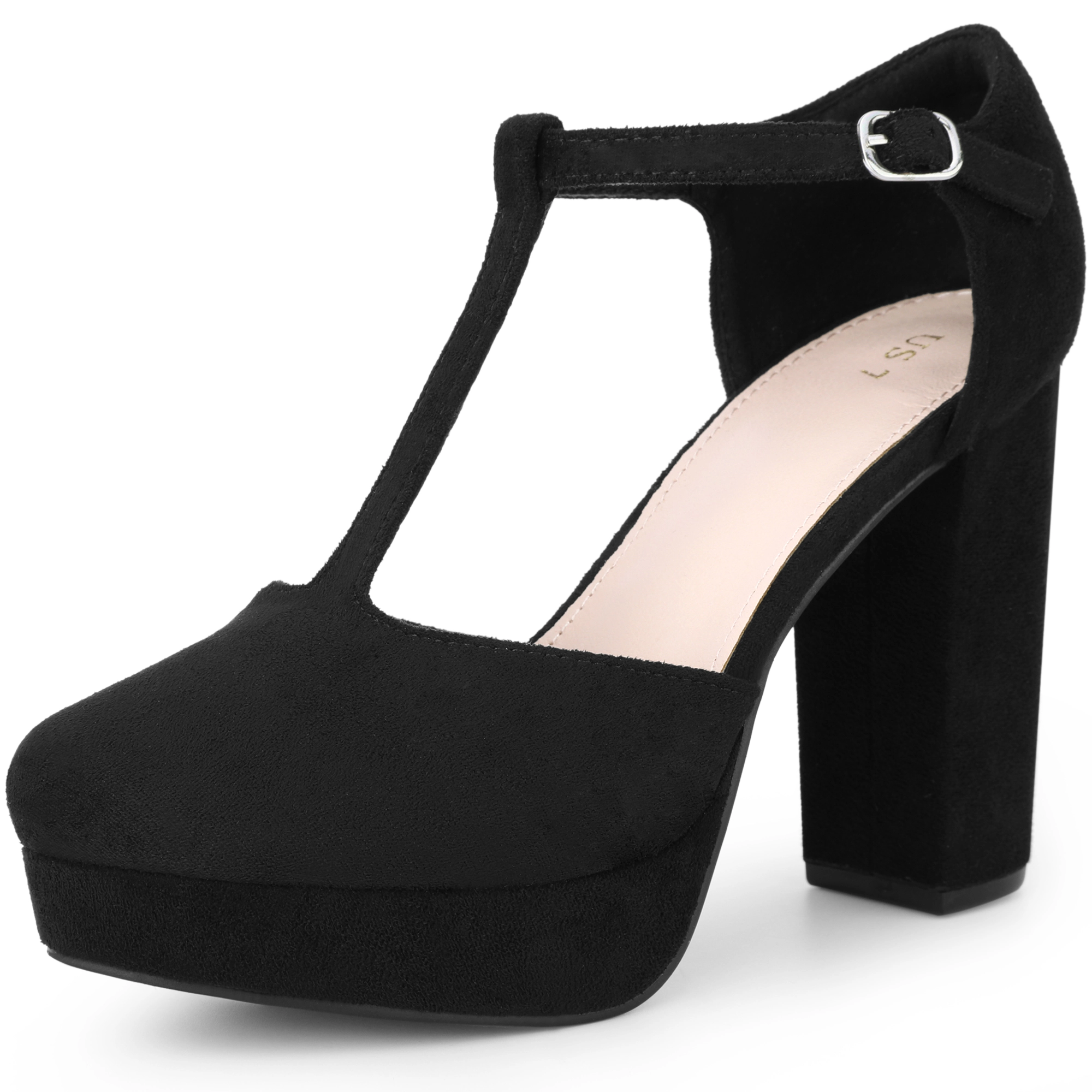 BLISSFUL STEP Women's Platform Chunky Heel Mary Janes Retro T-Strap Pump