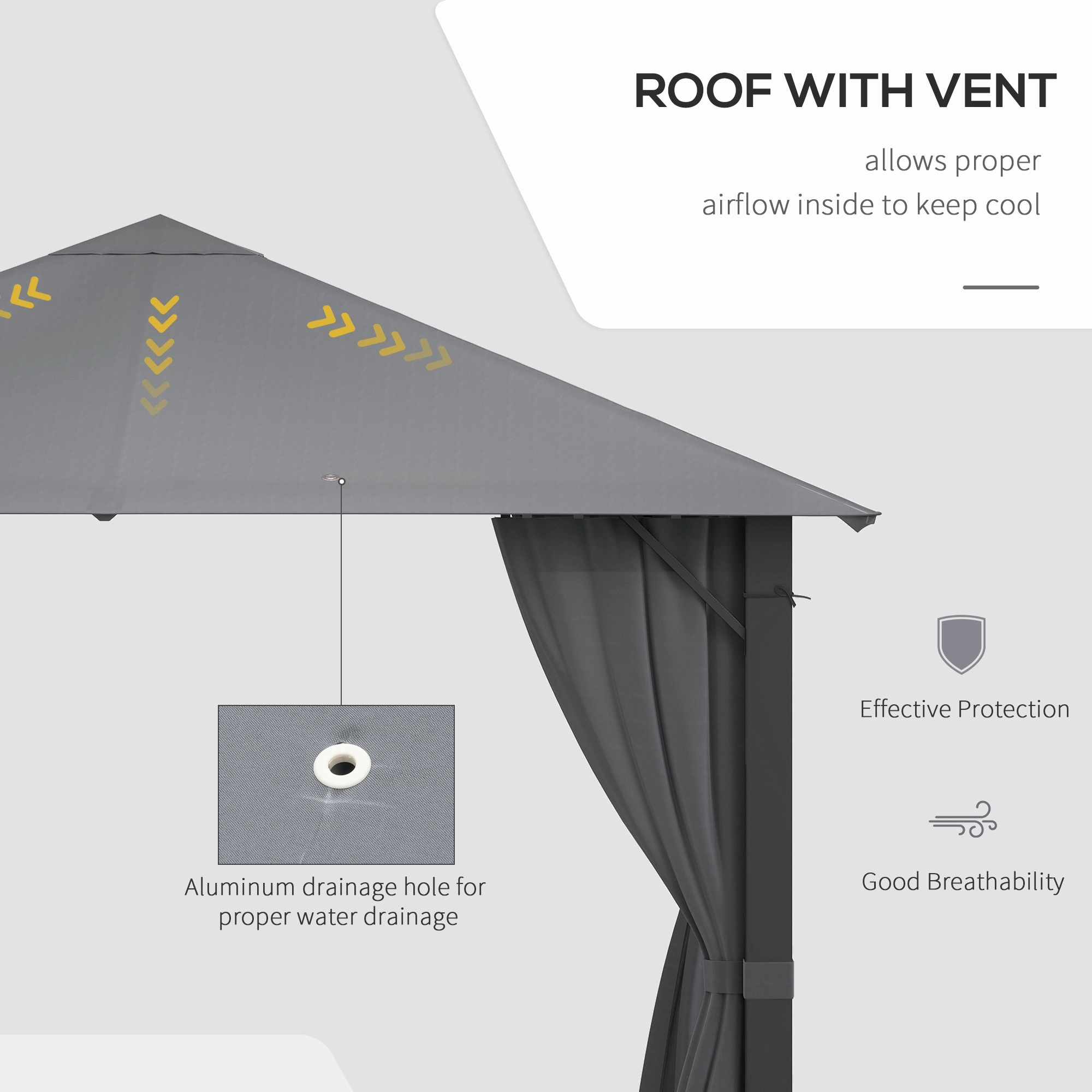 HONGGE Patio Gazebo, Outdoor Gazebo Canopy Shelter with Curtains, Vented Roof, for Garden, Lawn, Backyard and Deck