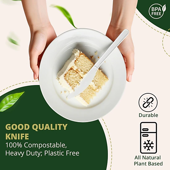 Naturawave Compostable Knives, Recycled Bagasse, White, 50 Count