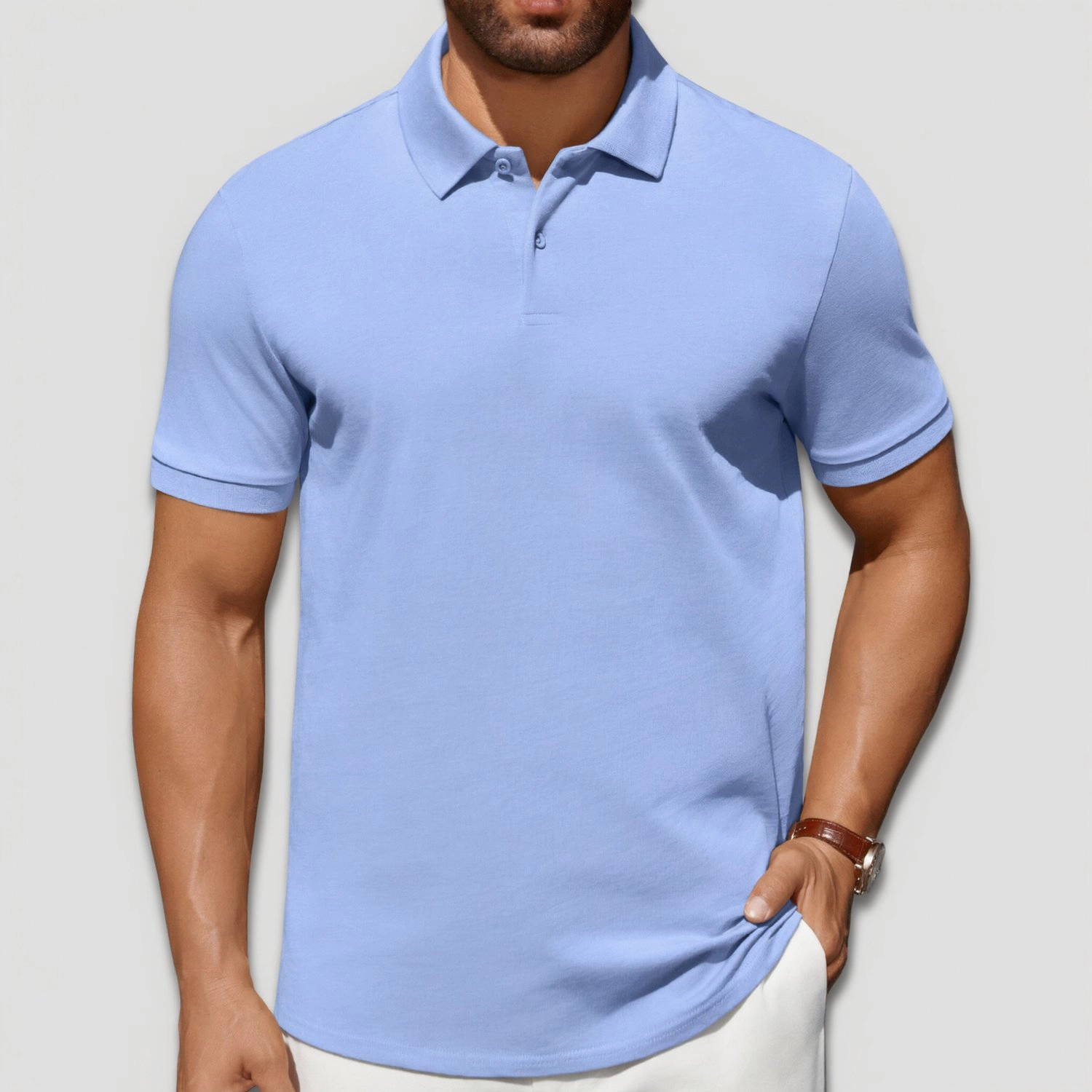COOFANDY Mens Short Sleeve Polo Shirts Solid Color Lapel Collar Casual  Tops