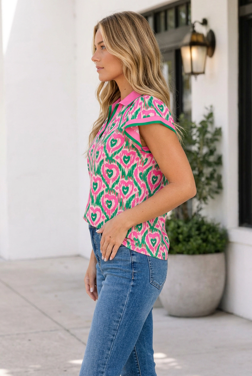 Threaded Pear Cali Short Sleeve Blouse