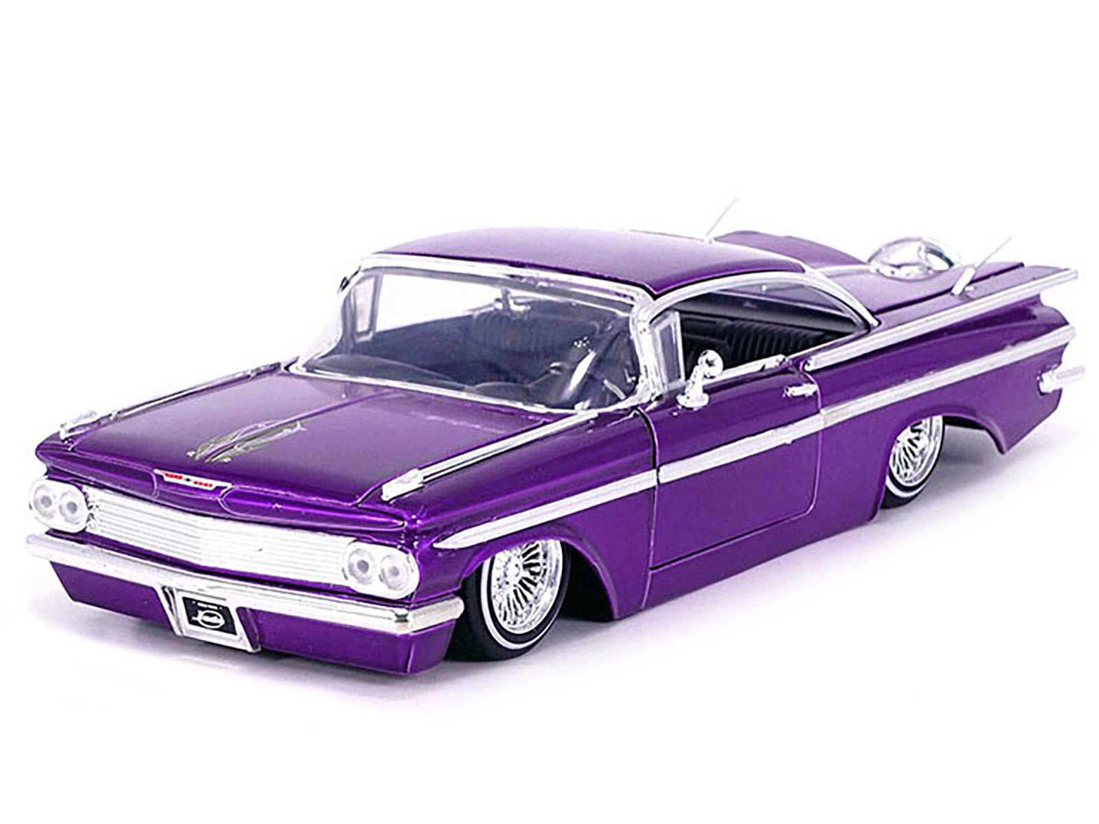 Jada 1959 Chevrolet Impala Lowrider Candy Purple with Wire Wheels "Street Low" Series 1/24 Diecast Model Car by Jada