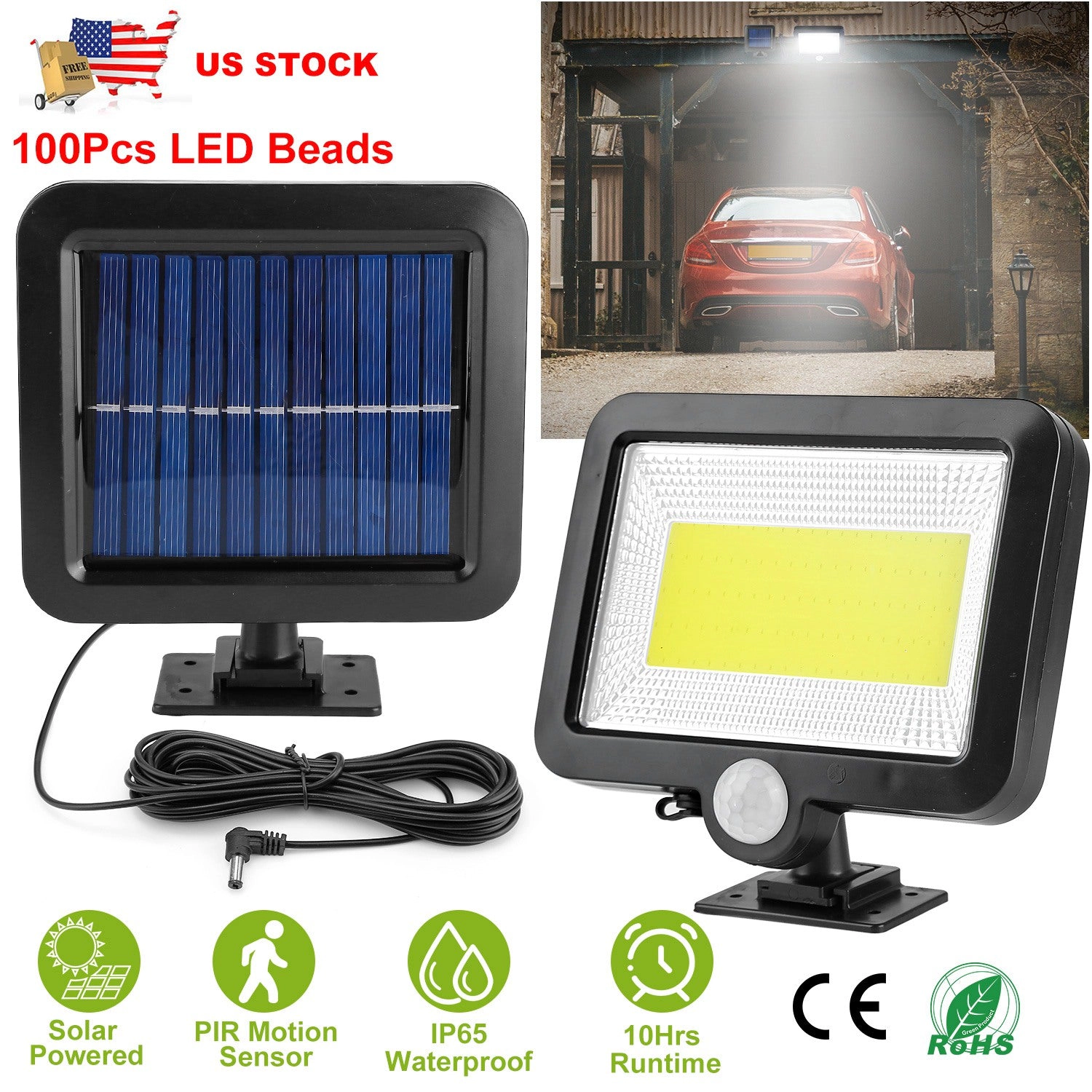 GBruno Solar Motion Sensor Wall Light 100 LED