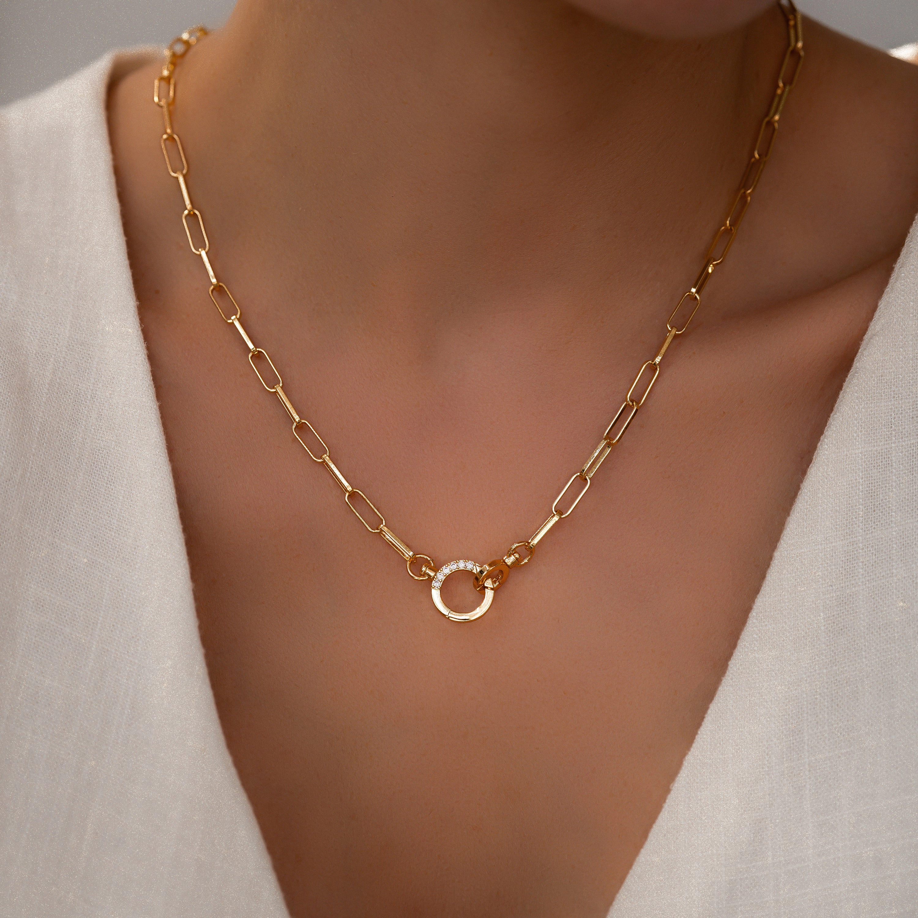 Mint & Lily Women's Pave Paperclip Necklace