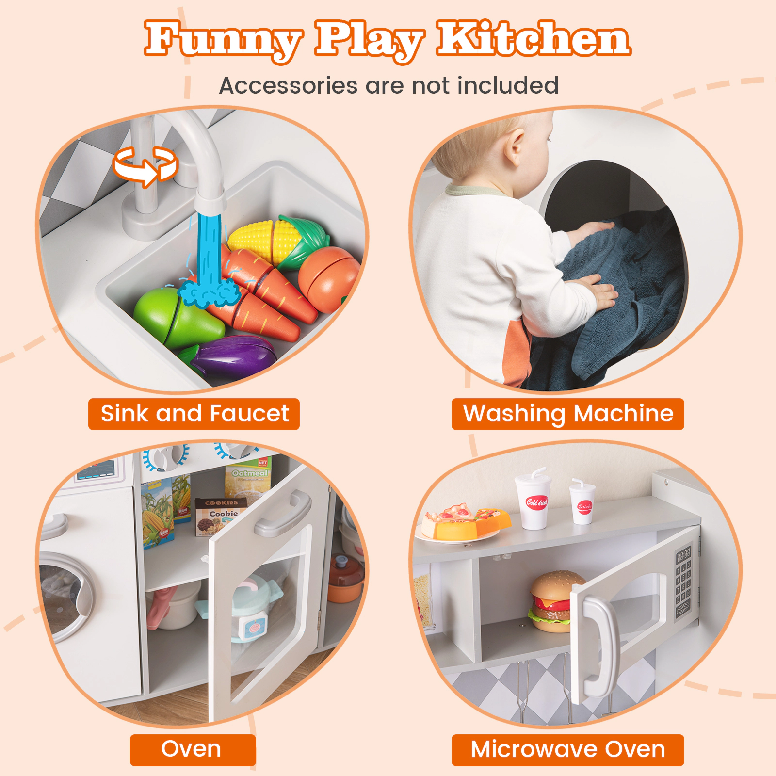 Hivvago Pretend Play Kitchen for Kids Aged 3+ with Real Sounds and Lights