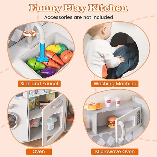 Hivvago Pretend Play Kitchen for Kids Aged 3+ with Real Sounds and Lights