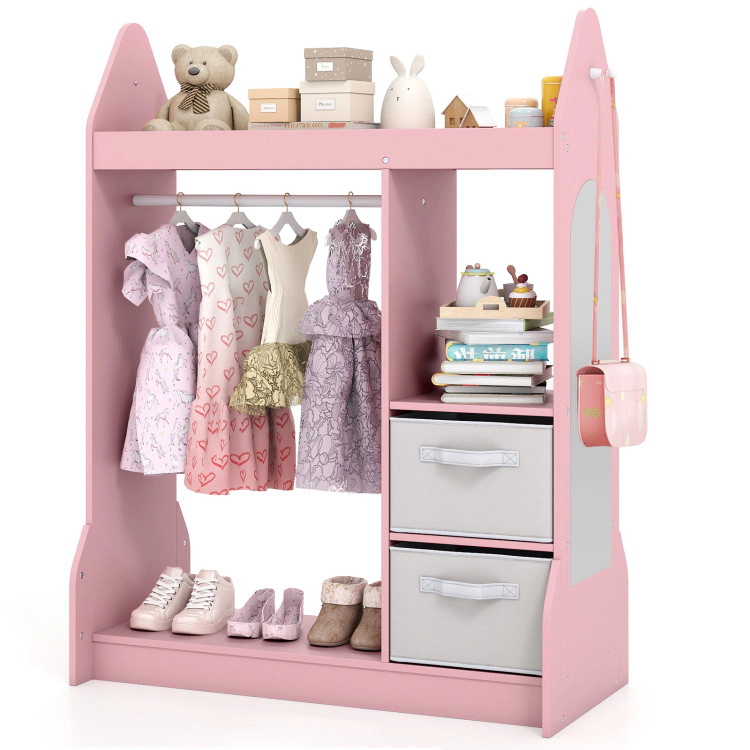 Hivvago Kids Play Armoire Dresser with Cloth Hanger