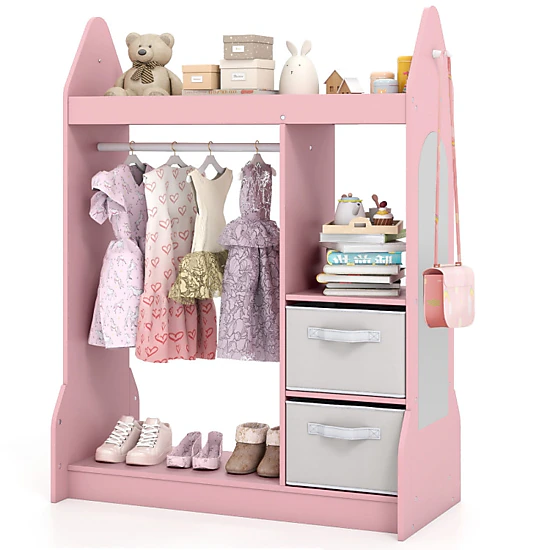 Hivvago Kids Play Armoire Dresser With Clothes Hanging Rod