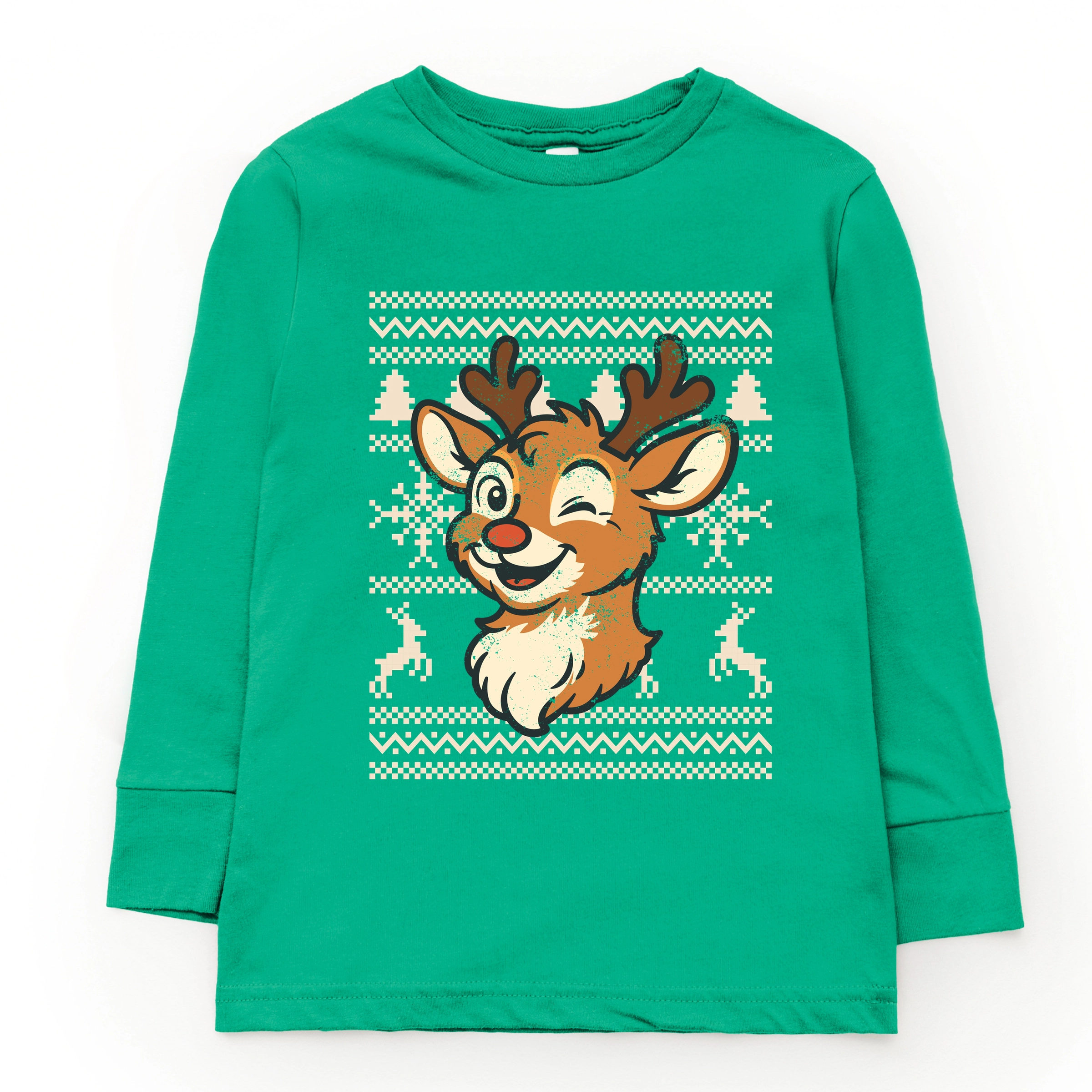 The Juniper Shop - Youth Long Sleeve Graphic T-Shirt Ugly Sweater Reindeer