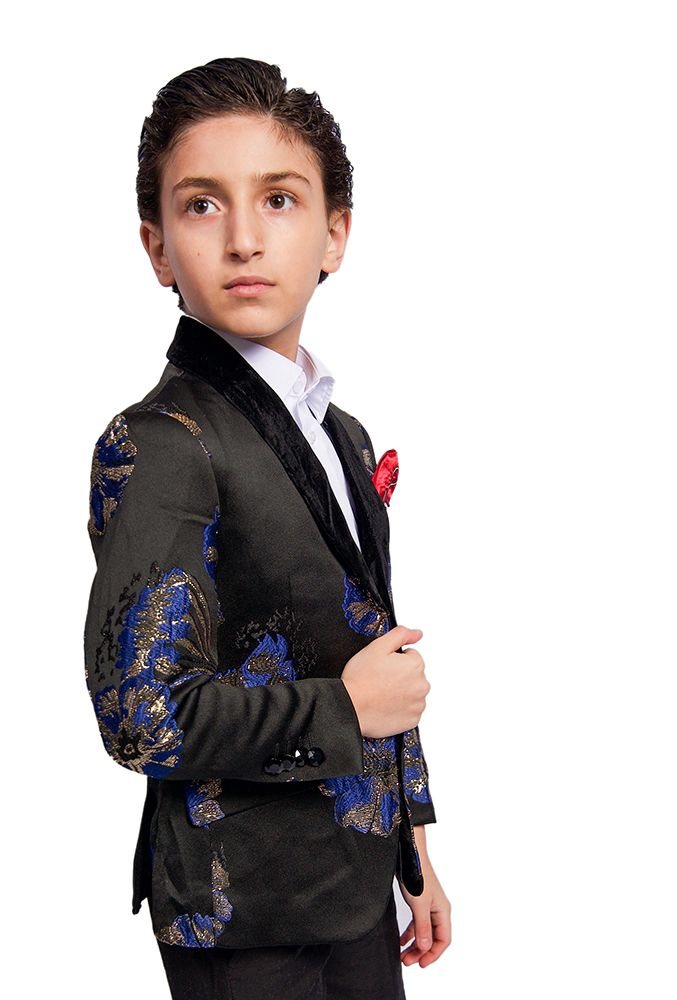 Elie Balleh Boys Slim Fit -Royal Floral Dinner Jacket