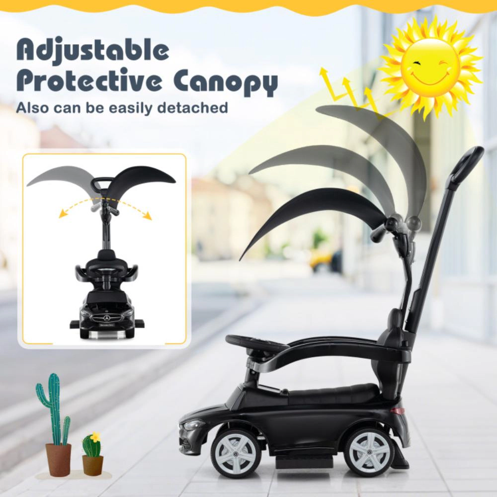 Hivvago 3-in-1 Ride on Push Car Mercedes-Benz Licensed Sliding with Canopy