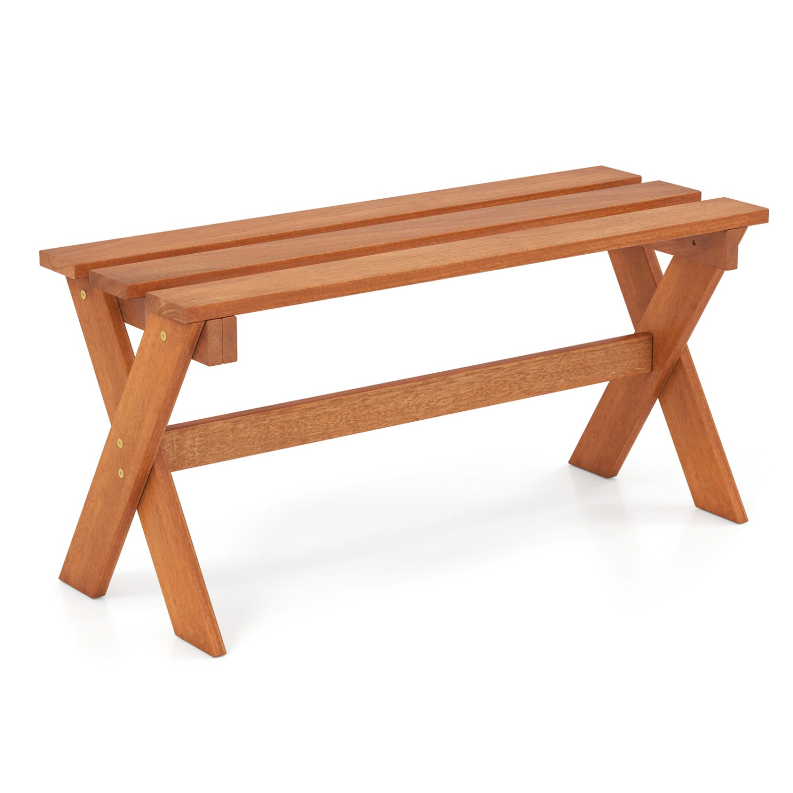 SUGIFT 36-in Outdoor Solid Hardwood Backless Patio Dining Bench 660-lb Capacity Set of 1 Teak Finish