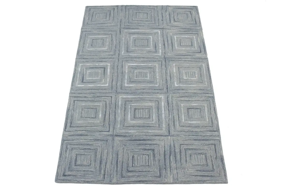 Magic Rugs 5'0 X 8'0 Gray Hand-Tufted Geometric Modern Wool Rug