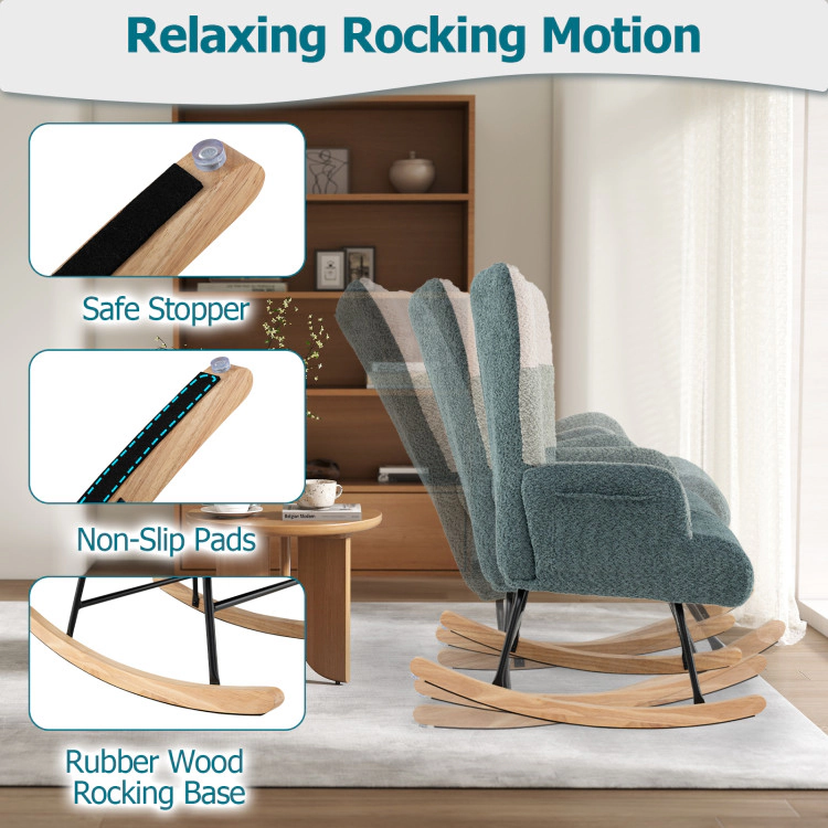 Hivvago Upholstered Rocking Chair with High Back and Ergonomic Armrests