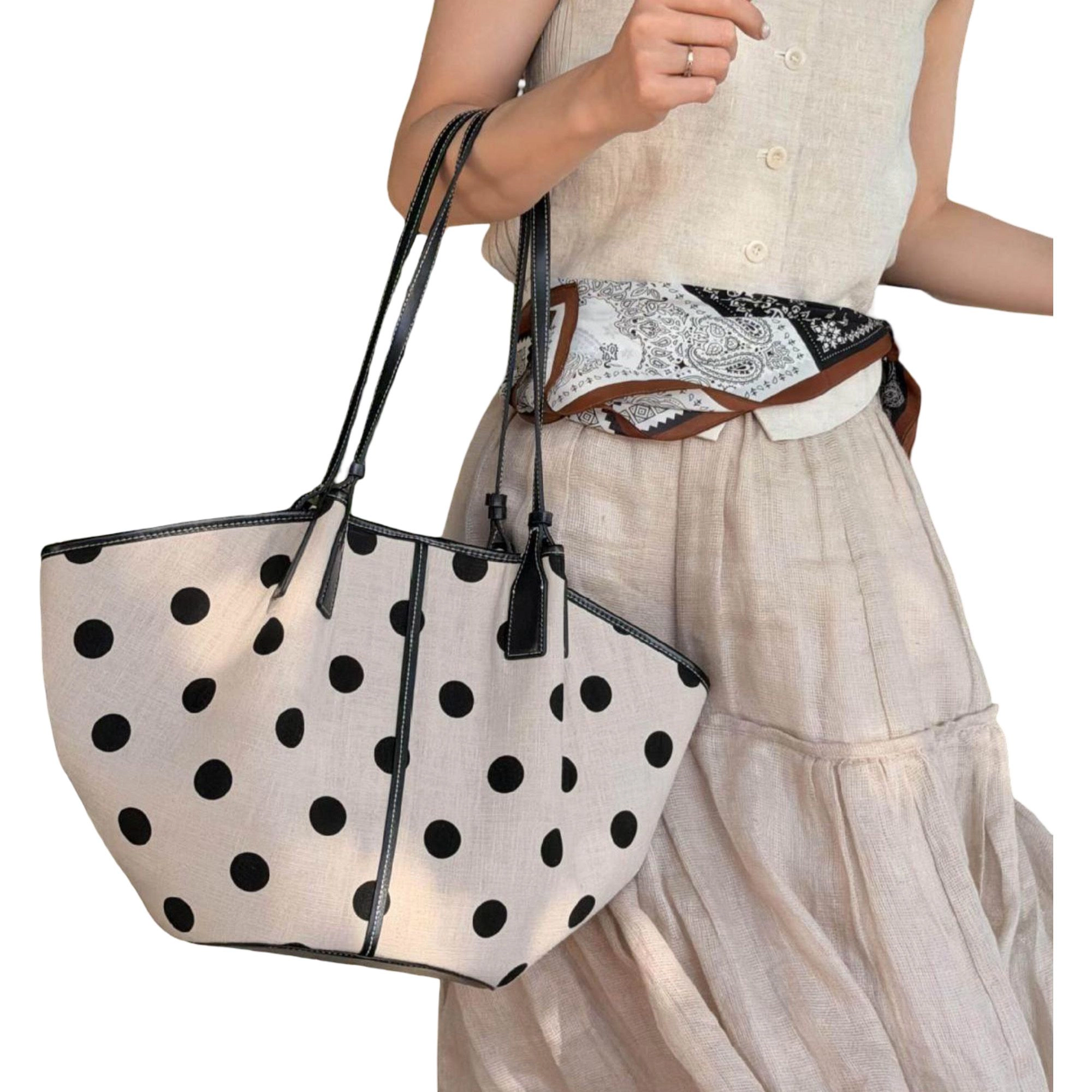 Alilang Women's Linen Tote Bag Magnetic Snap Closure for Everyday Use
