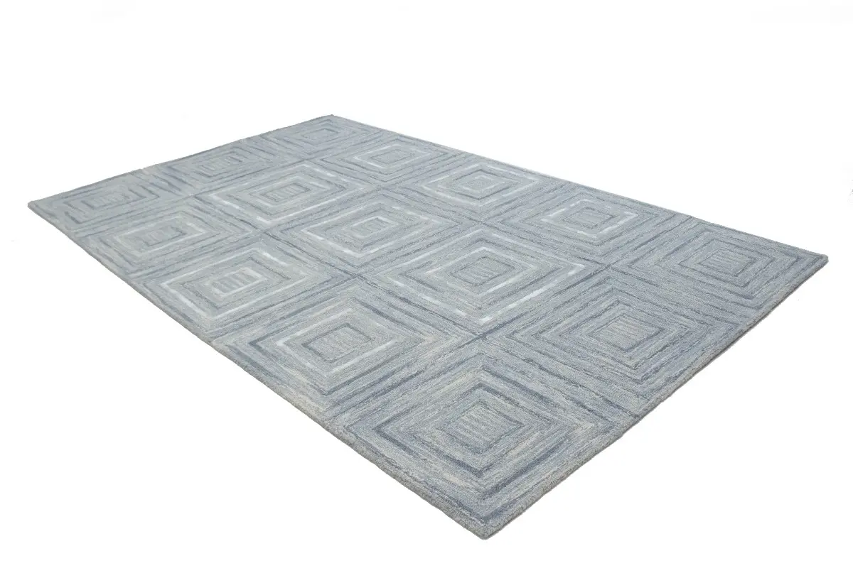 Magic Rugs 5'0 X 8'0 Gray Hand-Tufted Geometric Modern Wool Rug