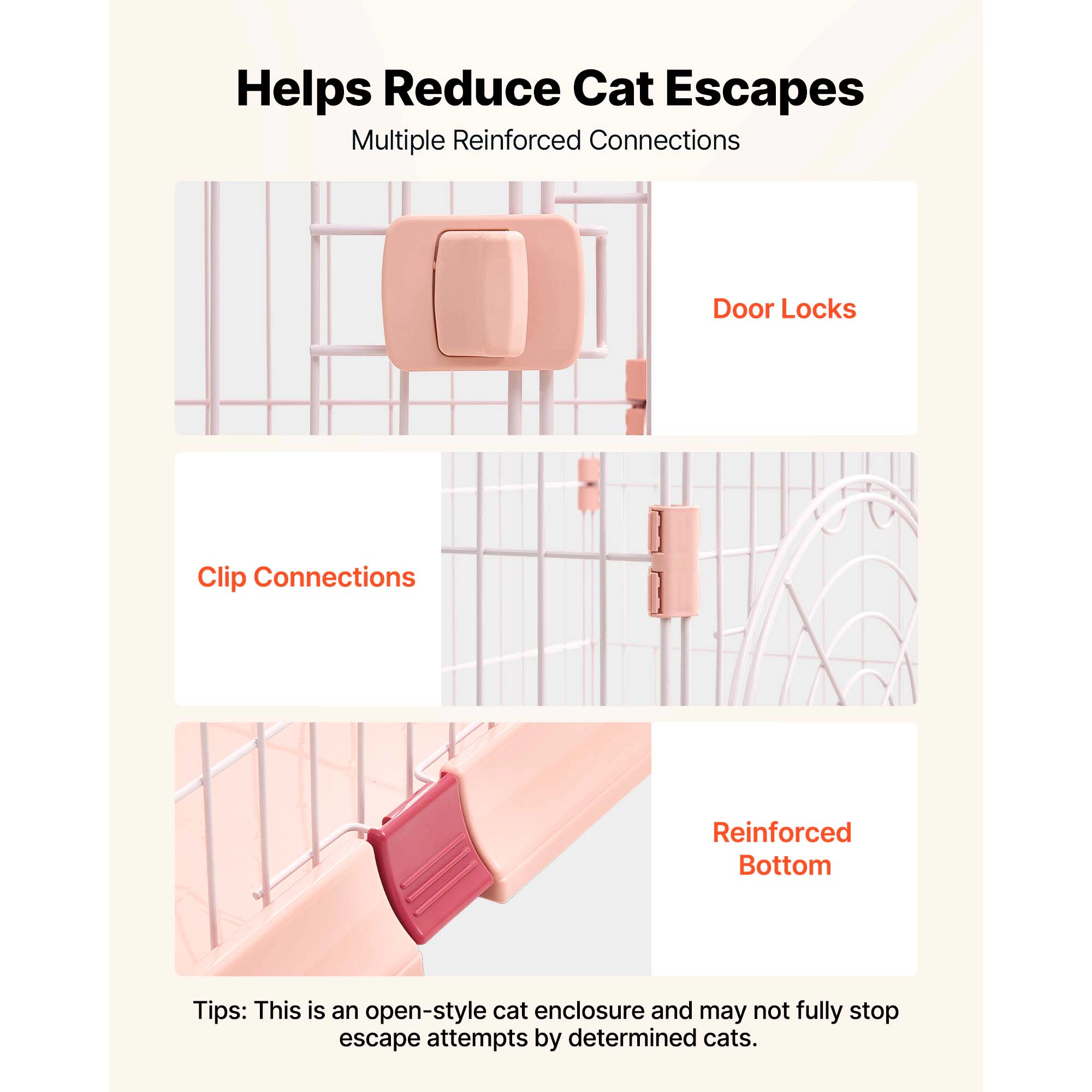 HONGGE Cat Cage Large DIY Cat Playpen Indoor Enclosure Detachable Metal Wire Kennel Crate with Exercise Place for Cats