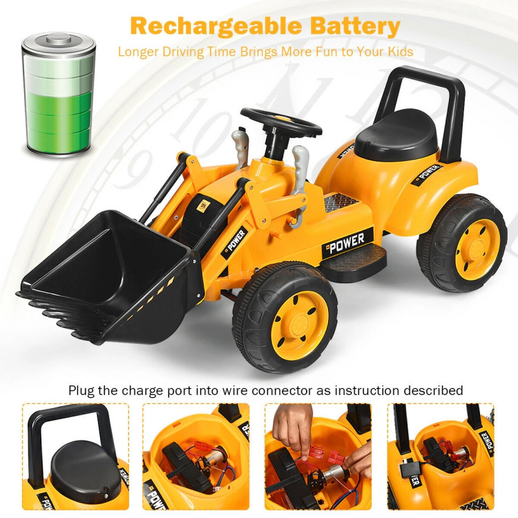 Hivvago Kids Ride On Excavator Digger 6V Battery Powered Tractor