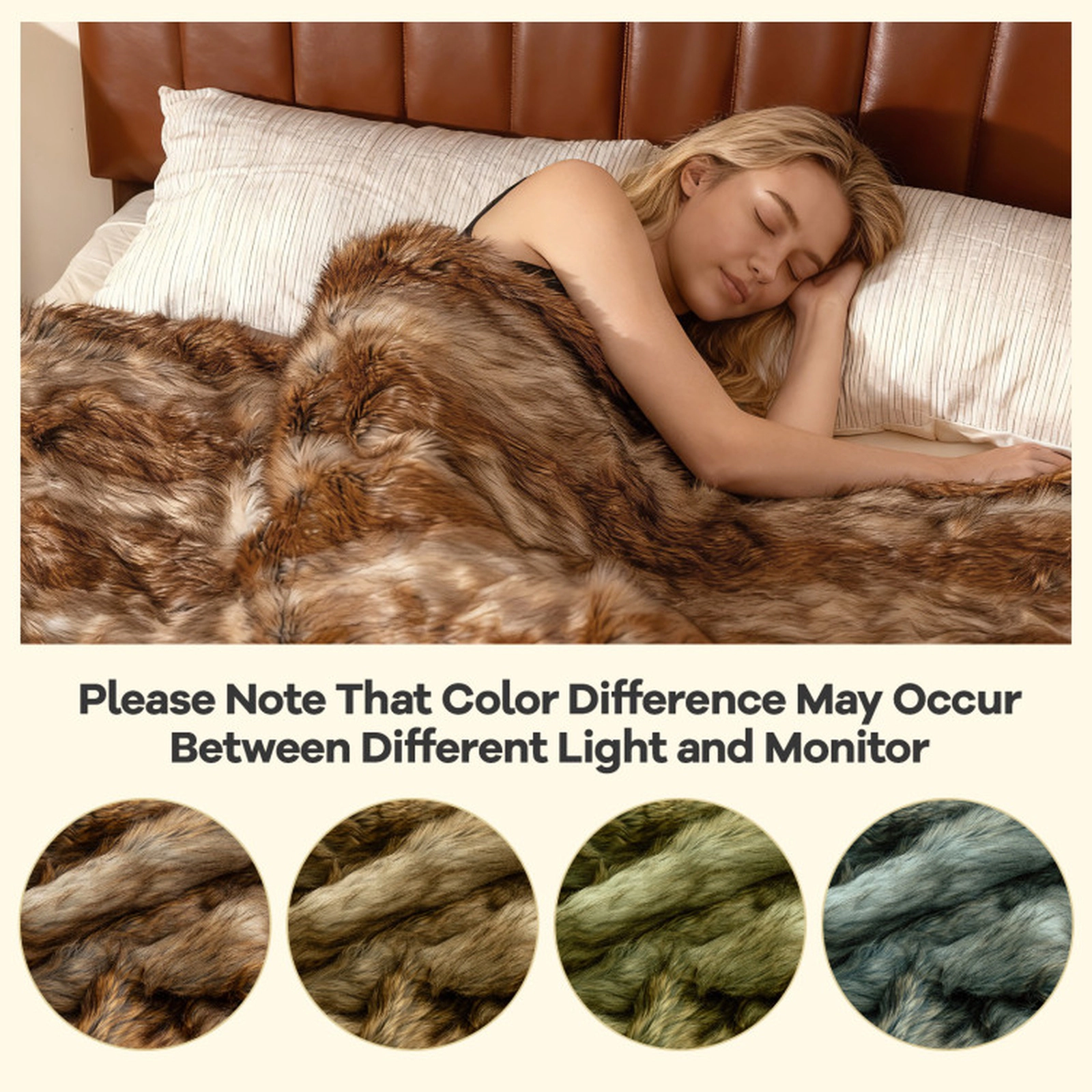 SUGIFT Golden Yellow 60-in by 80-in 540-GSM Faux Raccoon Fur Throw Blanket with PV Fleece Reverse