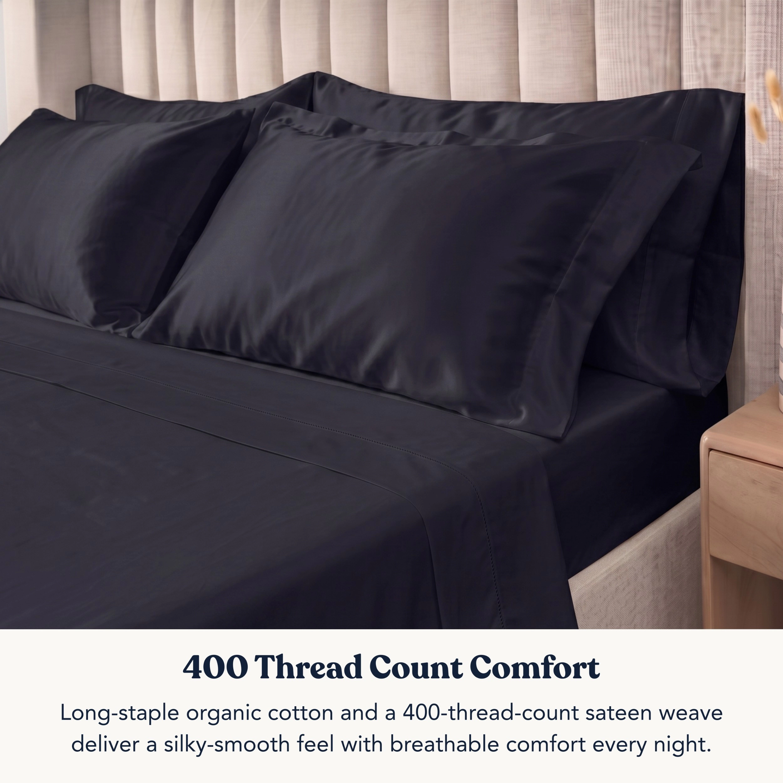 Delara GOTS Certified Organic Cotton Flat Sheet, 400 Thread Count, Long Staple Cotton, Soft & Breathable