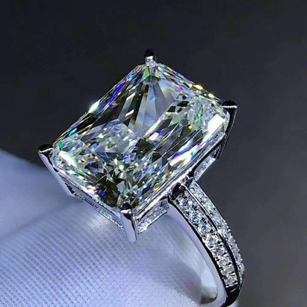 Classical Engagement Ring Rectangle Cut Zirconia Promise Ring