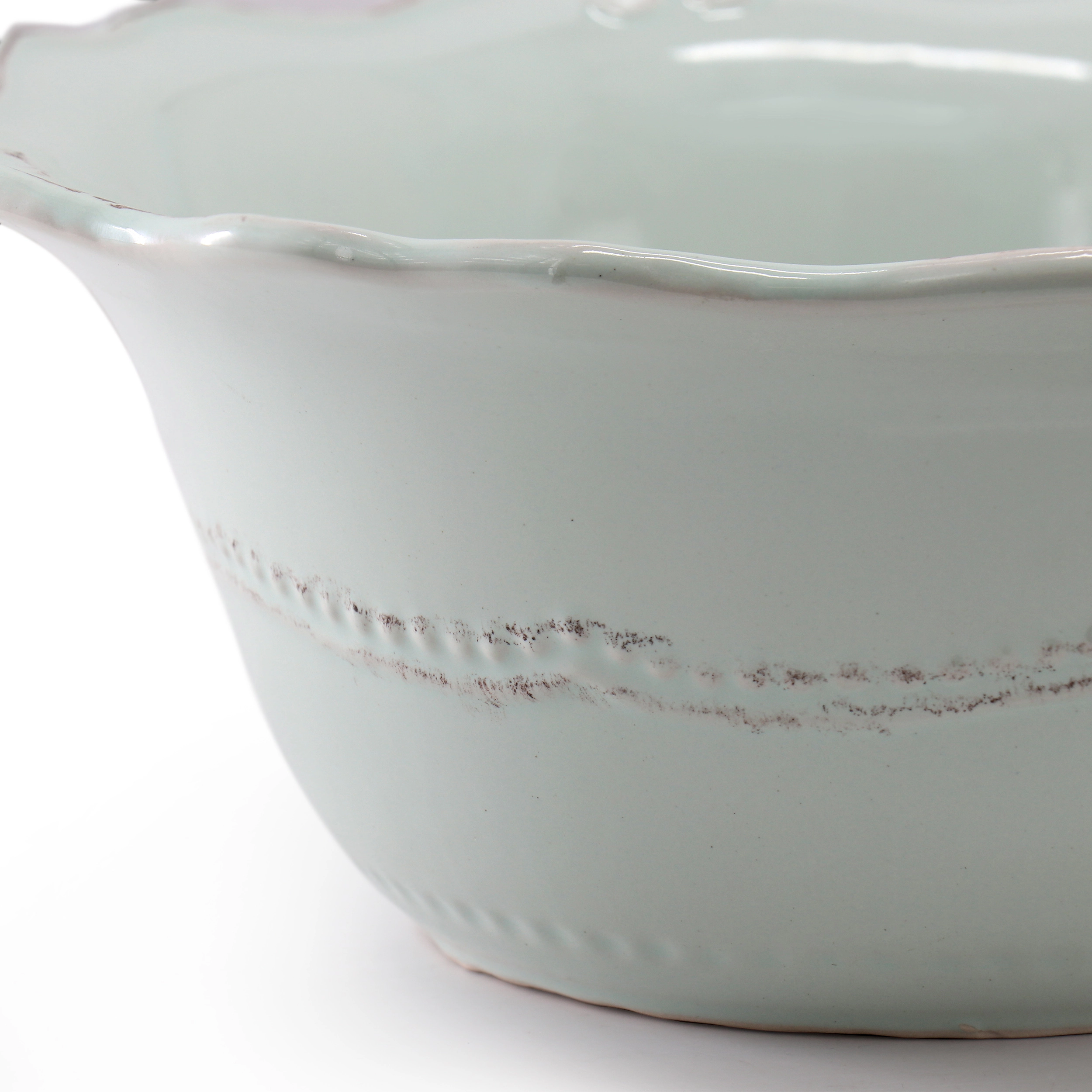 Modern Southern Home Capri 2 Piece 10 Inch Scalloped Stoneware Serving Bowl Set in Egg Blue