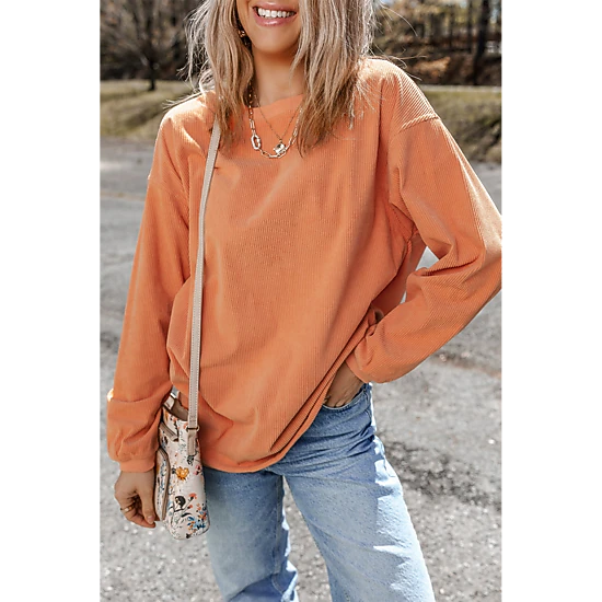 Threaded Pear Women's Kamryn Ribbed Corduroy Oversized Sweatshirt