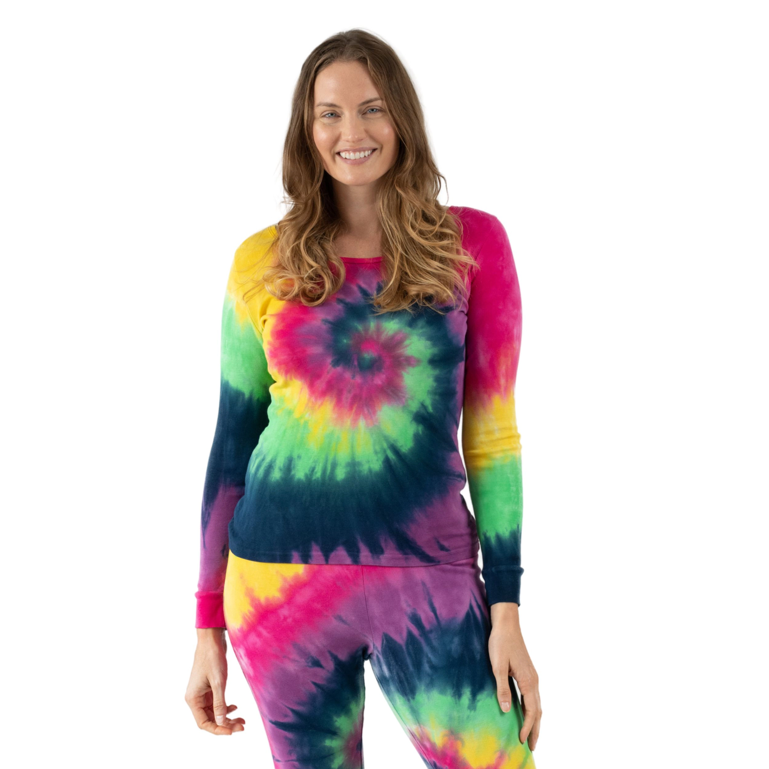 Leveret Women's 2-Piece Tie Dye Swirl Cotton Snug Fit Pajama Set